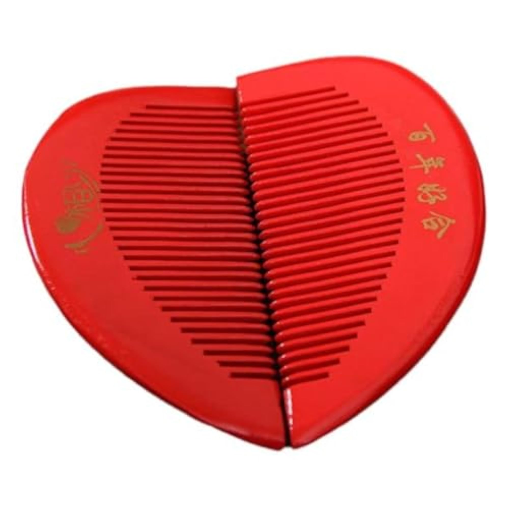 Wooden Red Comb Set, Heart Shape Design