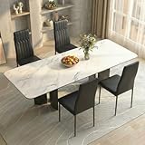 Clevich Esszimmerstühle 4er Set, Wasserdicht Kunstleder Dining Chairs, Moderner Küchenstühle mit hoher Rückenlehne, bequemer Polsterstuhl für Esszimmer, Wohnzimmer, Studentenunterkunft,120 kg,Schwarz