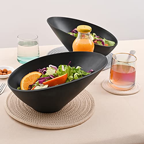 Lovyanxue Bamboo Fiber Salad Bowls, 4 Packs Serving Bowls, Compostable 33 Ounce Pasta Bowls, Elegant Black Angled Bowls For Salad, Pasta, Soup, Prep, Ideal For Home And Restaurant (Black, 9.5Inch) #TOP5