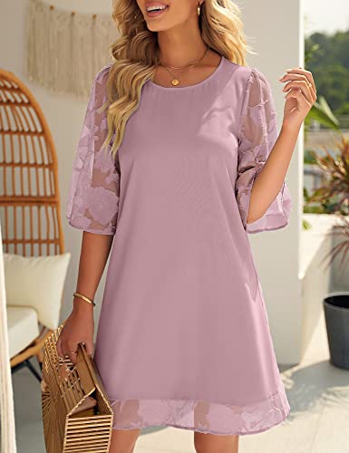 Image of LookbookStore 3 /4 Sleeve Dress for Women Shift Cute Summer Tunic Floral Lace Dresses
