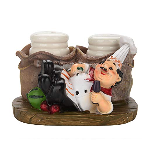 VIFER Chef Statue Salt Pepper Bottle Chef Figurine Resin Chef Ornaments for Kitchen Home Decor Restaurant, Bakery