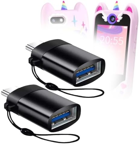 BoxWave Cable Compatible with XBENDON S5 Kids Smartphone (2.8 in) - USB-C to A PortChanger (2-Pack), USB Type-C OTG USB Portable Keychain - Slate Black image 3