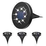 Solar Ground Lights, PREKIAR 8LED 800mah Solar Pathway Lights Outdoor IP65 Waterproof Garden Landscape Lighting for Yard Deck Lawn Patio Walkway-6000K (4 Pack)