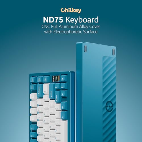 Image of Chilkey ND75 Aluminum Keyboard 75% Percent Wireless Gaming Mechanical Keyboard with LCD Screen, Quick Assembly, BT /2.4G /USB-C, Hot Swappable Per-Key RGB Custom Blue Key Board for Laptop Office PC
