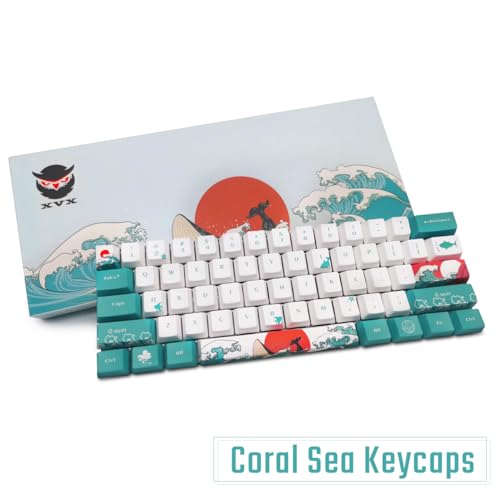 Image of SDYZ Custom Keycaps 60 Percent - 71 Key Set OEM Profile PBT for GK61 /GK64 /RK61 /Anne /GH60 /ALT61 Mechanical Keyboards (Coral Sea)