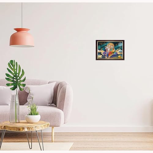 Image of Dharvika Innovations Radha Krishna Photo Frame Big Size Home Decoration with Sparkle Coated Lamination (14x20 Inch) - 20493