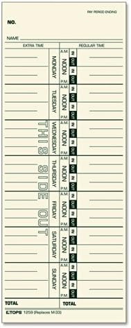 Time Card for Acroprint, IBM, Lathem and Simplex, Weekly, 3 1/2 x 9, 100/Pack