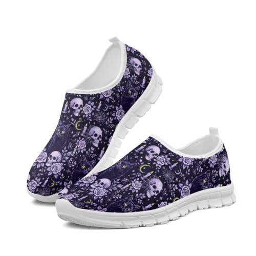 Image of Floral Sneakers for Women Colorful Art Shoes for Women Slip On Casual Work Shoes