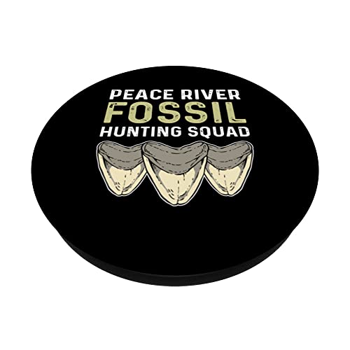Peace River Fossil Hunting Squad. Megalodon Tooth Hunter PopSockets Swappable PopGrip, Black - Image 2