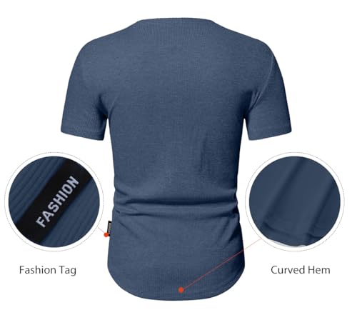 JMIERR Men's Muscle Slim Henley Shirts Crewneck Longline T-Shirt Gym Workout Athletic Shirt Tees with Button4