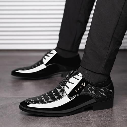 Men’s Modern Fashion Oxfords Dress Shoes, Platform Pointed Toe Lace-up Fashion Leather Tuxedo Business Wedding Derby Cap Toe Dress Shoes3