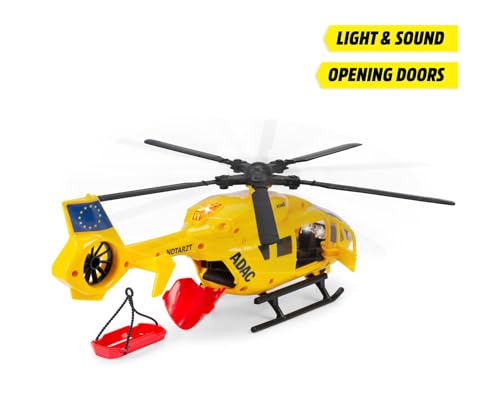Dickie Toys - ADAC Rettungshelikopter Airbus H145 (36 cm) - großer Hubschrauber mit Aufzieh-Propeller Seilwinde Licht und Sound Spielzeug-Helikopter für Kinder ab 3 Jahre inklusiv Batterien