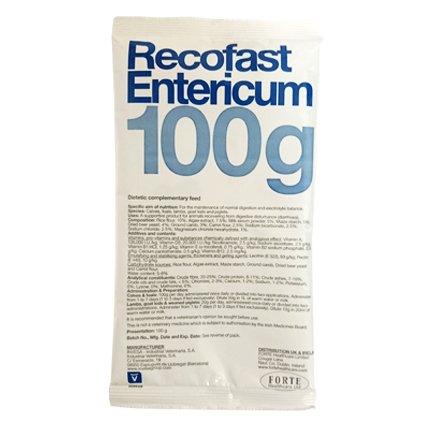Recofast Entericum 100g Sachet for scour / diarrhoea in calves, foals, lambs, kids & piglets