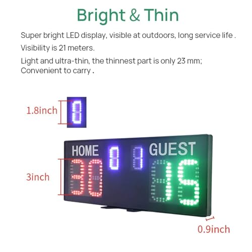 Marcador electrónico digital para baloncesto y fútbol, con control remoto, de 6 dígitos, para entrenamientos y eventos deportivos miniatura 4