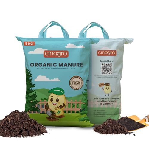 Image of Cinagro Organic Manure for Plants (5 Kgs), 100% Natural Cow Dung Fertilizer, Fine Powder Compost, Soil Enricher for Home & Garden, Boosts Growth, Fixes Nitrogen, Releases Phosphorus & Potassium