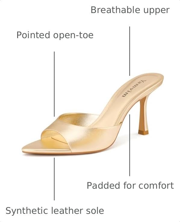Image of Heel Mules for Women Pointed Open Toe High Heel Sandals