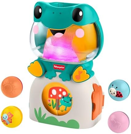 Fisher-Price leuchtender und rollender Frosch Babyspielzeug | Kugelbahn-Spielzeug, Musik & Licht, 3 Bälle, Feinmotoriktraining, Babys & Kleinkinder ab 6 Monaten, JLB96