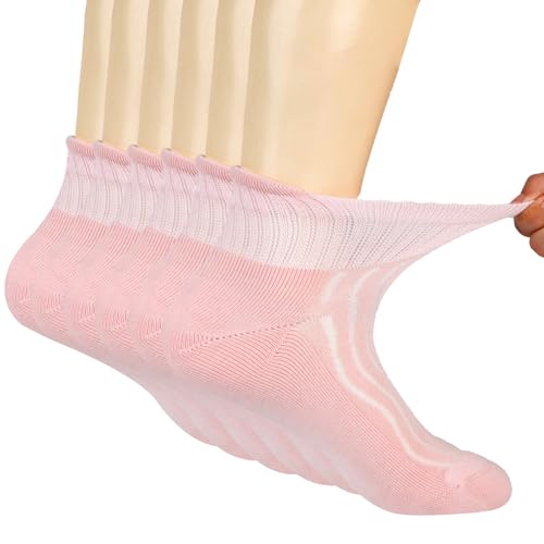 Image of +MD Bamboo Viscose Ankle Diabetic Socks for Men & Women, 6 Pairs, Soft Cushioned, Non-Binding Loose Top, Extra Wide