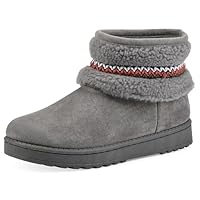 WHITE MOUNTAIN Women's Icons Faux Fur Slip-On Bootie, Grey, 10 M