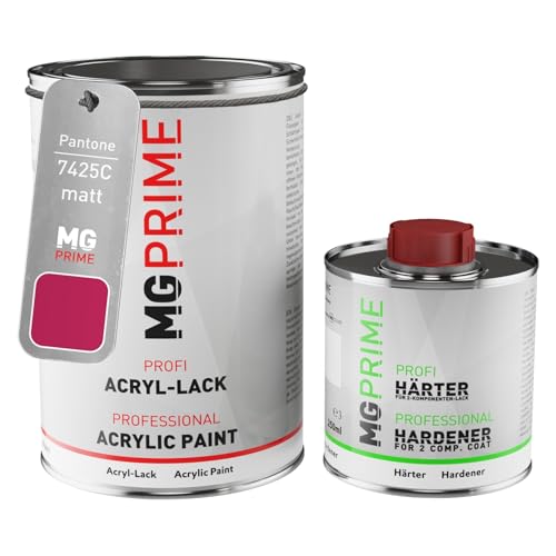 MG PRIME Pantone 7425C Red mate Pintura acrílica, bote de 1,5 litros/1500 ml incluido endurecedor