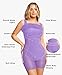 Popilush Shapewear Dress Mini Slit Built in Shapewear Bra 8 in 1 Square Neck Bodycon Summer Dress for Women Purple