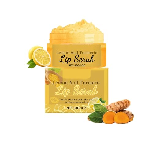 Gommage lèvres au curcuma et au citron pour lèvres foncées, exfoliant lèvres au curcuma et au citron pour lèvres sèches et gercées, hydrate et estompe les ridules, 30 ml