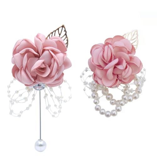 TSKDKIT 2 Piezas Pulseras De Ramillete De Rosa, Boda Boutonniere Ramillete De...