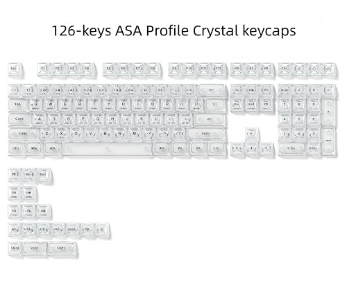 Image of dagaladoo Keyboard keycaps Jelly,Clear keycaps,Shine Through Key caps | White Ice PC keyboard caps,crystal Translucent, ASA profile keycaps for 60% 65% 75% 80% 100% Mechanical Keyboards