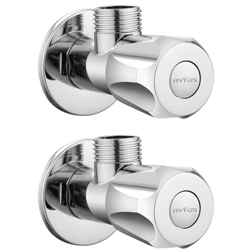 Image of India's 1st Lifetime Support Brand, R4015AV, SS-304 Grade Angle Valve | Angle Cock for Bathroom With Wall Flange | Valve for Geyser | Bathroom Tap | (Chrome Finish, 2-Piece)