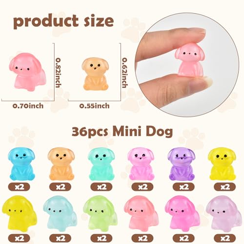 36 Pieces Luminous Mini Dog Tiny Resin Animals for Dollhouse Micro Fairy Garden Landscape Dog Birthday Decorations by HOMICO - Image 4