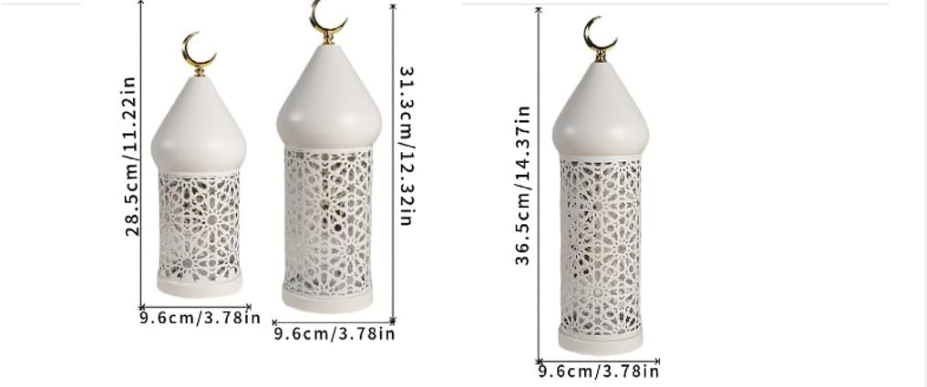 Decorative Candle Holder Ramadan Decoration Metal Candle Lantern Tea Light Holder for Mantel Table Desk Dining Room Home Decor (L)