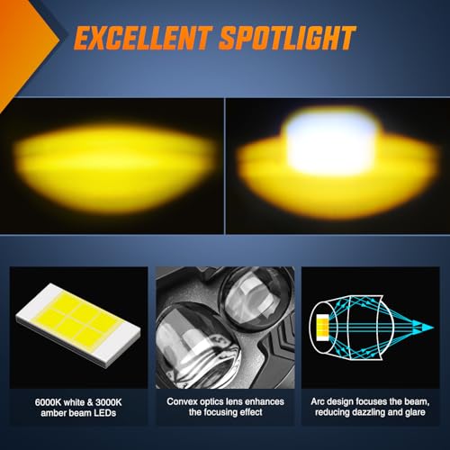 Image of Nilight Motorcycle Driving Lights 2.7 inch White Amber Spot Beam Fog Light LED Pods IP67 Waterproof Auxiliary Offroad Lighting for Motorbike Dirt Bike e-Bike Scooter Snowmobile ATV UTV SUV Truck