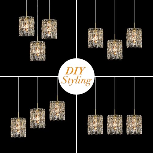 Image of Modern K9 Gold Crystal Pendant Lights Kitchen Island Set of 3