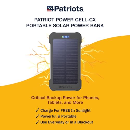 4Patriots Patriot Power Cell CX: Emergency Solar Power Bank with USB-C Fast-Charging Port