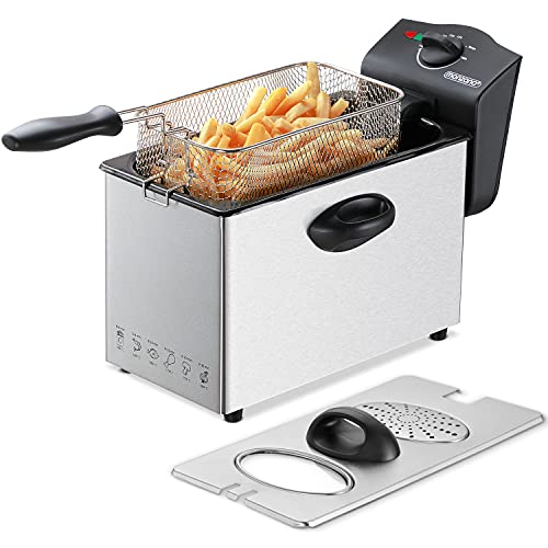 Deuba Friteuse électrique 2000 watts Acier inoxydable 4 litres Zone Froide Démontable Contrôle de la température Cuisine
