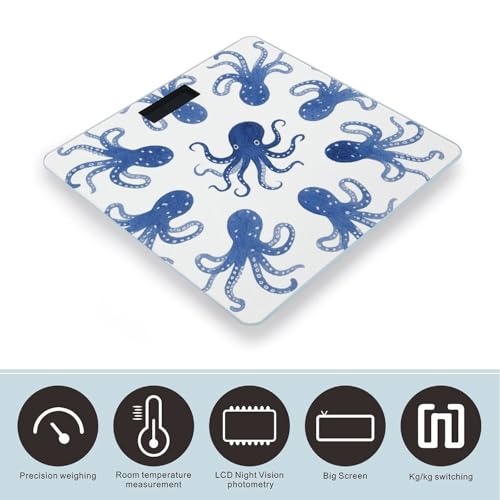 Báscula digital de baño Blue Octopus con pantalla LED miniatura 3