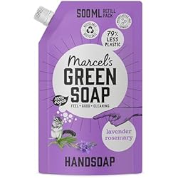 Dispensador De Lavado De Manos Marcel's Green Soap - Recambio de jabón de manos lavanda y romero - Recambio dispensador de lavado de manos - 100% ecológico - 100% vegano - 97% biodegradable - 500 ml