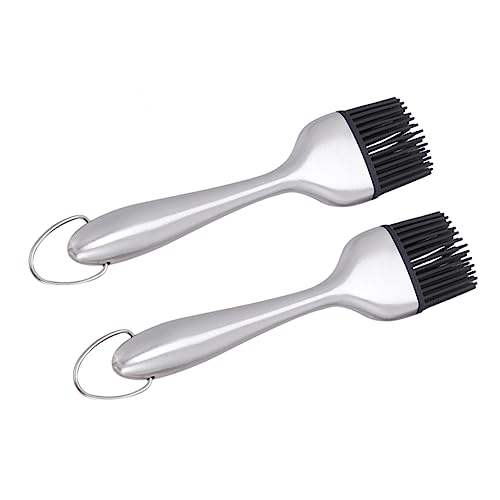 VINTORKY 2pcs Barbecue Oil Brush Silicone Basting Brush Stainless Steel Handle Versatile for Kitchen Bbq