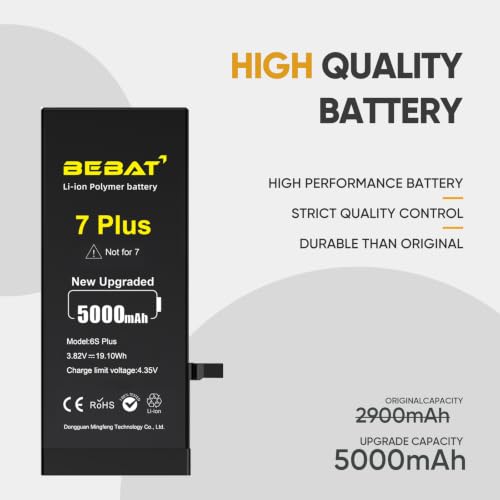 Image of Replacement for iPhone 7 Plus Battery, 5000mAh High Capacity Li-ion Polymer Replacement Battery for Model A1661 A1784 A1785 with Professional Repair Tool Kits