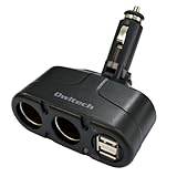 オウルテック 2連 シガーソケット USB 2ポート ブラック 12/24V車 1年保証