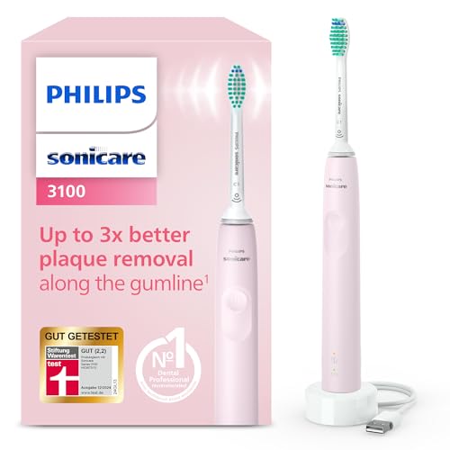 Philips Sonicare 3100 elektrische Zahnbürste, Schallzahnbürste, Andruckkontrolle und Timer, Rosa, Modell HX3671/11