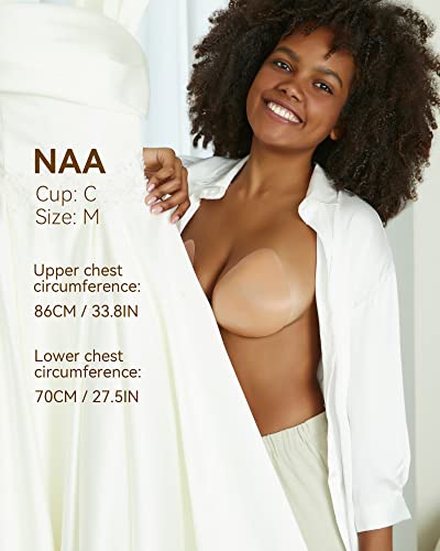 Niidor Sticky Bra Strapless Invisible Silicone Adhesive Bra For Women Backless Dress With Nipple Cover Water Drop Shape Nude #TOP6