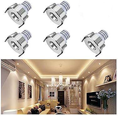 5-Pack Mini Small Recessed Spotlights,3W Warm White Aluminium Mini Spot Downlight with Transformer LED Recessed Ceiling Lights Downlights for Living Room Cabinet etc