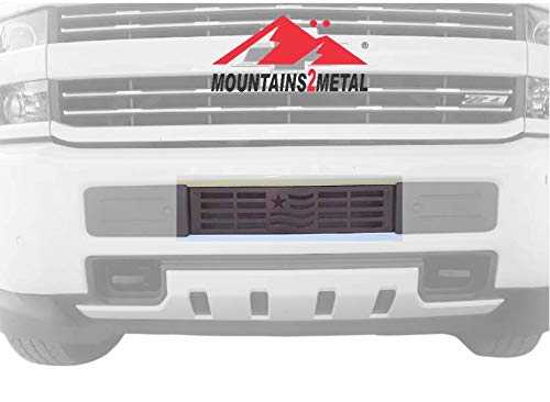 Mountains2Metal "Merica" Edition Stainless Steel Powder Coated Black Bumper Grille Insert Compatible With 2015-2019 Chevy Silverado 2500 3500 Hd M2M #400-80-1 #TOP6