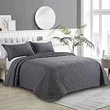 HOMBYS Oversized King 3 Pieces Bedspreads Coverlet 120"x120" - 100% Cotton Cover Quilt Set with Pill
