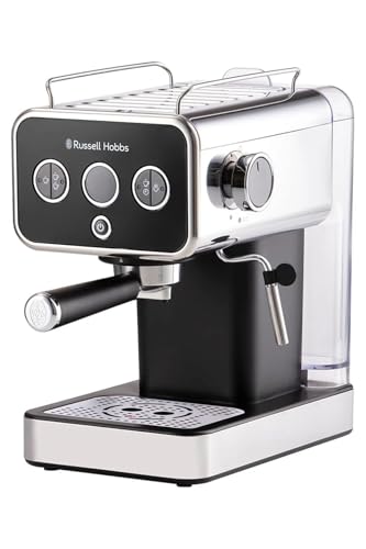 Russell Hobbs Espressomaschine [Siebträgermaschine] Distinction Edelstahl Schwarz (15 Bar, Einsatz...