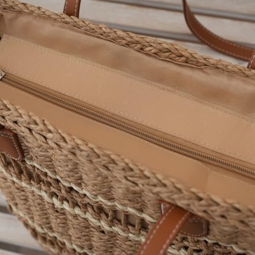 Bolso de playa de paja para mujer gran capacidad miniatura 6