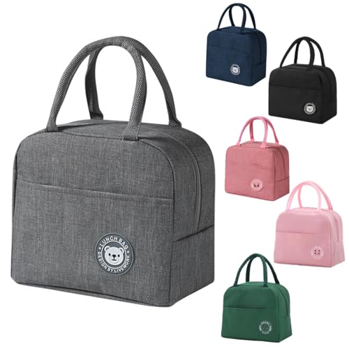 SHSMPXOY Bolsa Termica Porta Alimentos 6L Bolsa Comida Trabajo Bolsa Térmica para Almuerzo Porta Fiambrera de Gran Capacidad Lunch Bag Oficina Viaje Picnic Bolsa Isotermica Porta Alimento (Gris)