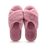 [Confis] スリッパ 室内 レディース クロス かわいい ファー あったか 軽量 春用 夏用 秋用 冬用 最高のプレゼント M・パープル