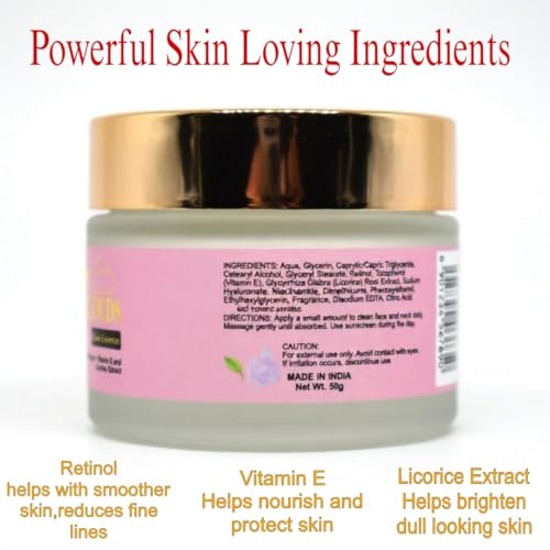Image of 7 Clouds Glow Essence Night Cream with Retinol Palmitate, Vitamin E and Licorice Extract, Reduces Fine Lines and Pigmentation, Brightens and Hydrates Skin, 50g